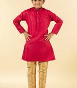 Red Cotton Kurta with thread work solid stitched 