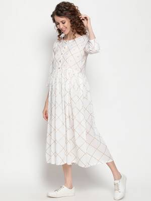 White printed cotton cotton-kurtis 2