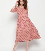 Pink printed cotton cotton-kurtis
