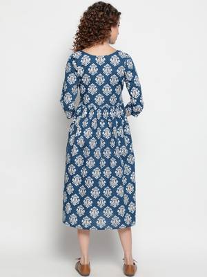 Blue printed cotton cotton-kurtis 5