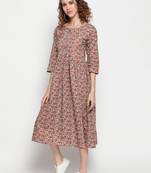 Light pink printed cotton cotton-kurtis