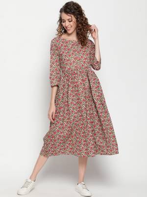 Light pink printed cotton cotton-kurtis 2
