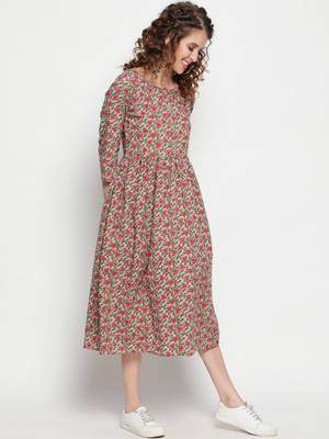 Light pink printed cotton cotton-kurtis 3