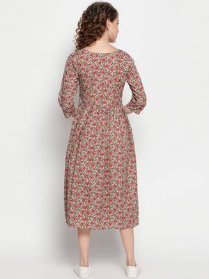 Light pink printed cotton cotton-kurtis 5