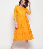 Yellow printed cotton cotton-kurtis