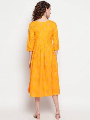 Yellow printed cotton cotton-kurtis 5