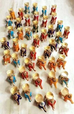 Designer Elephant Diyas Set of 6 1