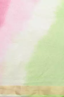   Green & Pink Kota Art Hand Dyed Saree with blouse