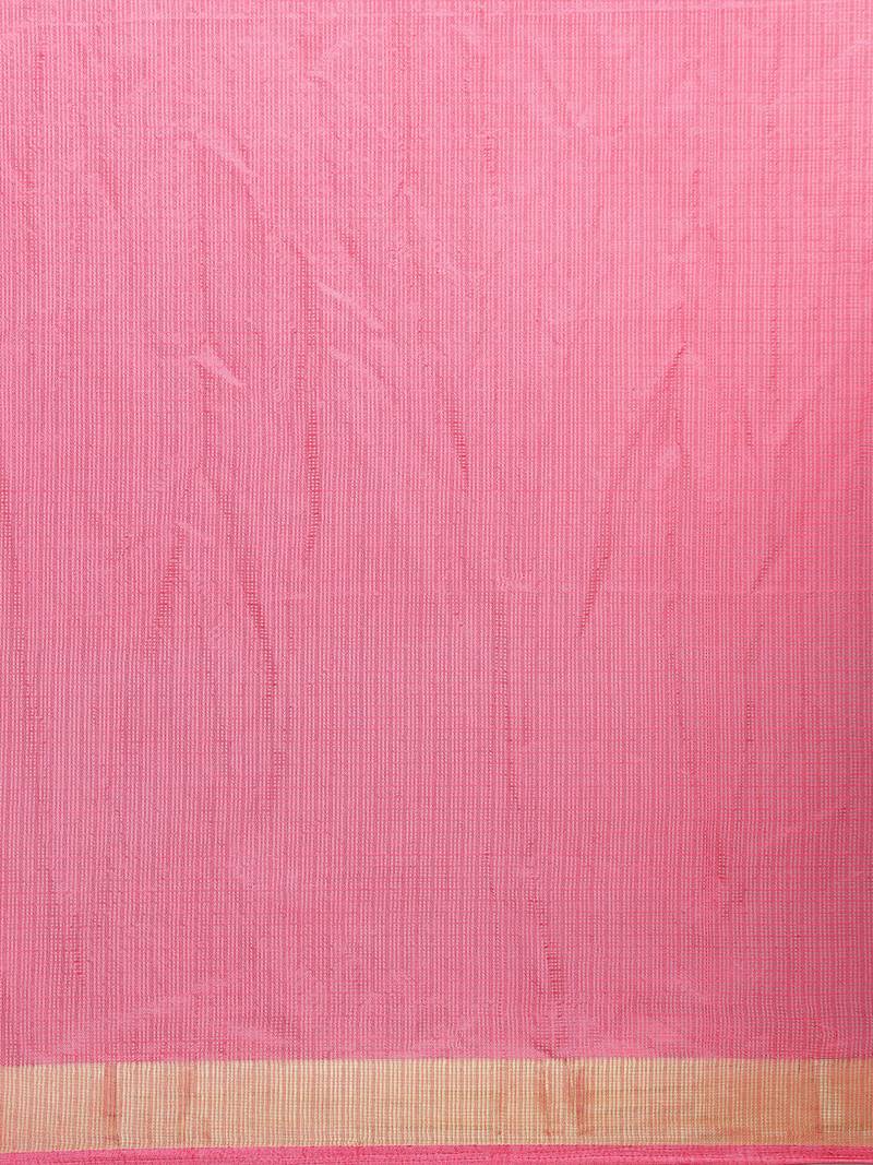 Geroo Jaipur Green & Pink Kota Art Hand Dyed Saree with blouse