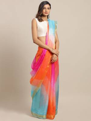   Multicolour Kota Art Hand Dyed Saree with blouse 1