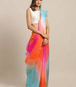 Geroo Jaipur Multicolour Kota Art Hand Dyed Saree with blouse