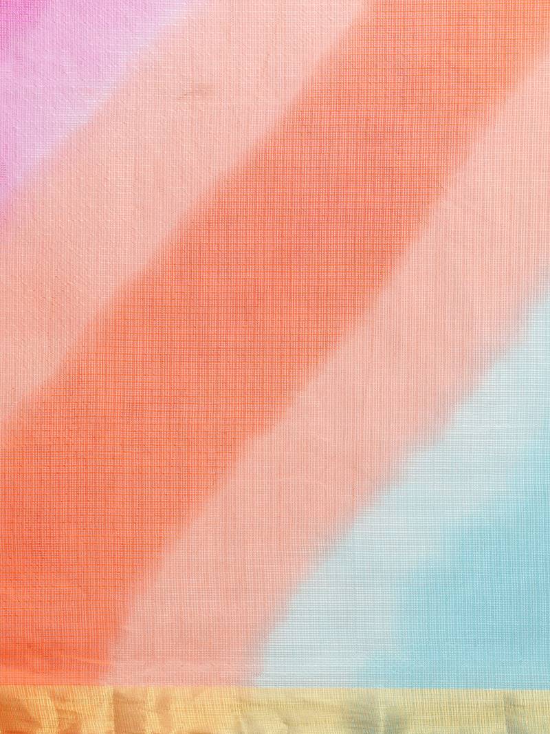 Geroo Jaipur Multicolour Kota Art Hand Dyed Saree with blouse