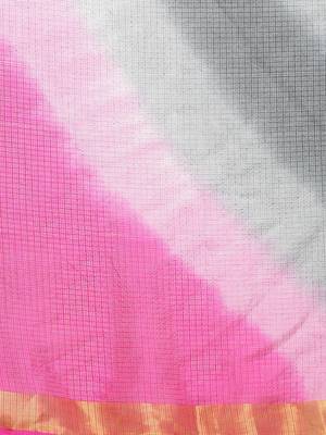 Geroo Jaipur Gray & Magenta Kota Art Hand Dyed Saree with blouse 3
