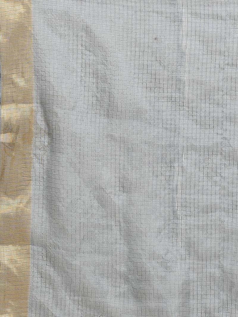 Geroo Jaipur Gray & Magenta Kota Art Hand Dyed Saree with blouse