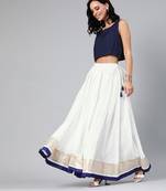 Geroo Jaipur White Cotton Skirt with Crop Top