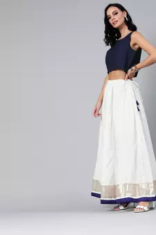   White Cotton Skirt with Crop Top