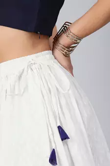   White Cotton Skirt with Crop Top
