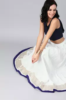   White Cotton Skirt with Crop Top