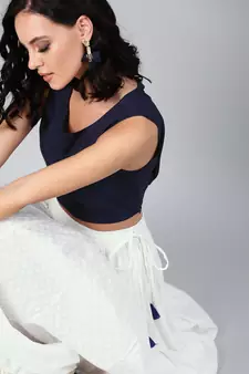   White Cotton Skirt with Crop Top