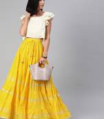 Maxi Yellow Cotton Skirt with Sleveless Crop Top