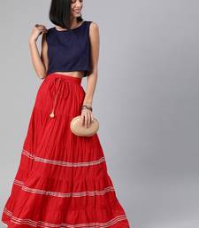   Maxi Red Cotton Skirt with Sleveless Crop Top