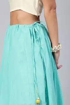   Aqua Blue Pure Cotton Skirt with Crop Top