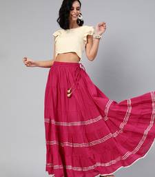  Magenta Pure Cotton Skirt with Crop Top
