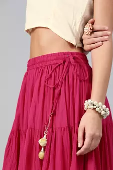   Magenta Pure Cotton Skirt with Crop Top