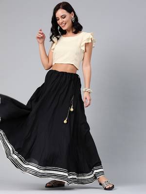   Black Pure Cotton Skirt with Crop Top 1
