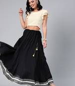 Geroo Jaipur Black Pure Cotton Skirt with Crop Top