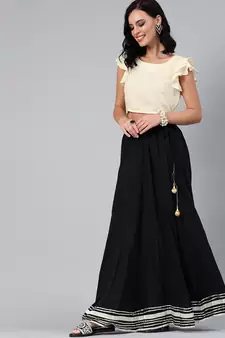   Black Pure Cotton Skirt with Crop Top