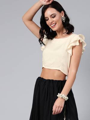   Black Pure Cotton Skirt with Crop Top 3