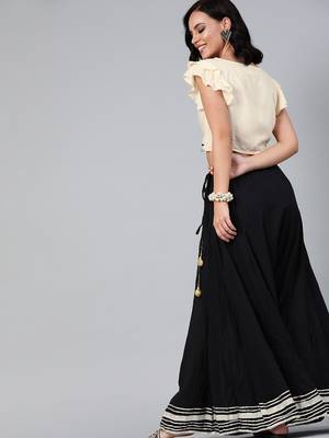   Black Pure Cotton Skirt with Crop Top 4
