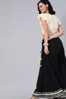   Black Pure Cotton Skirt with Crop Top