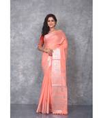 peach Silk Viscous Carry Jackard Border saree with blouse