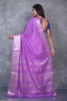 Purple Silk Viscous Carry Jackard Border saree with blouse