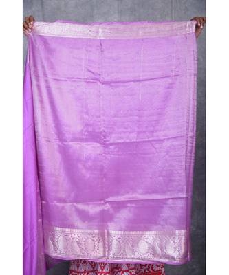 Purple Silk Viscous Carry Jackard Border saree with blouse 5