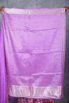 Purple Silk Viscous Carry Jackard Border saree with blouse