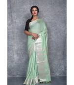 light sea green Silk Viscous Carry Jackard Border saree with blouse