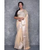 cream Silk Viscous Carry Jackard Border saree with blouse