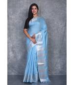 sky blue Silk Viscous Carry Jackard Border saree with blouse