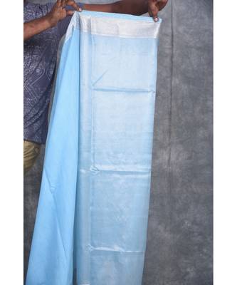 sky blue Silk Viscous Carry Jackard Border saree with blouse 5