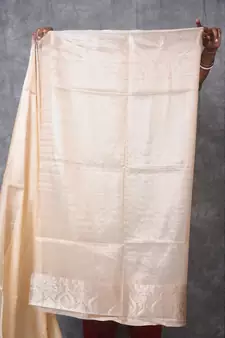 cream Silk Viscous Matka Jackard Border saree with blouse