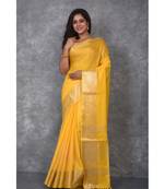 yellow Silk Viscous Matka Jackard Border saree with blouse