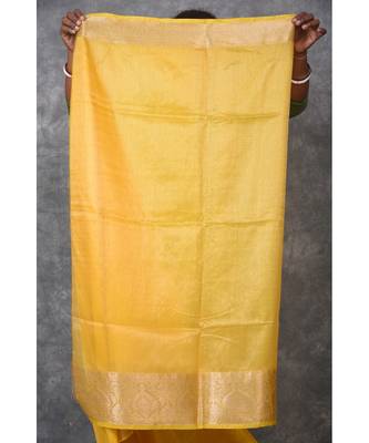 yellow Silk Viscous Matka Jackard Border saree with blouse 5