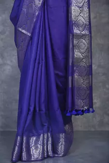 navy blue Silk Viscous Matka Jackard Border saree with blouse