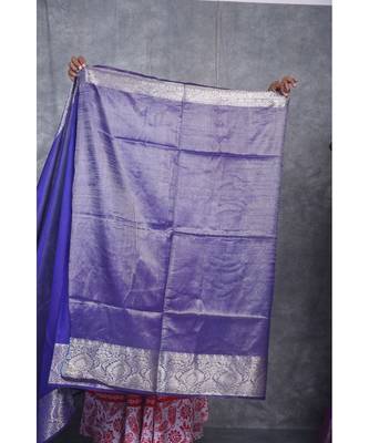 navy blue Silk Viscous Matka Jackard Border saree with blouse 5