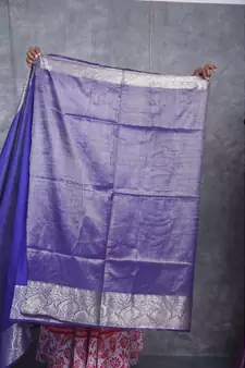 navy blue Silk Viscous Matka Jackard Border saree with blouse