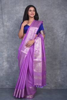 Purple Silk Viscous Matka Jackard Border saree with blouse