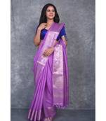 Purple Silk Viscous Matka Jackard Border saree with blouse